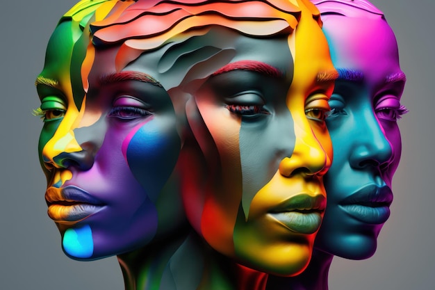 A colorful portrait of a woman with the word love on the face.