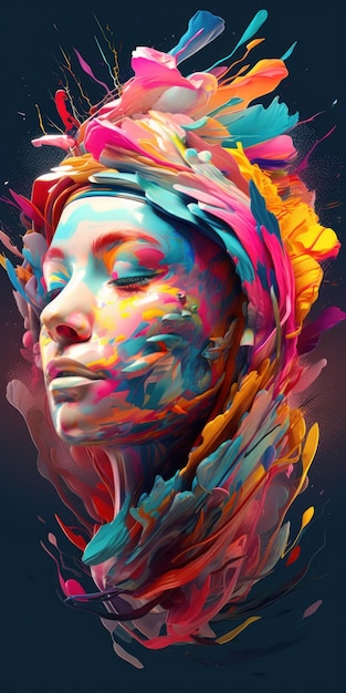 A colorful portrait of a woman with the word love on it.