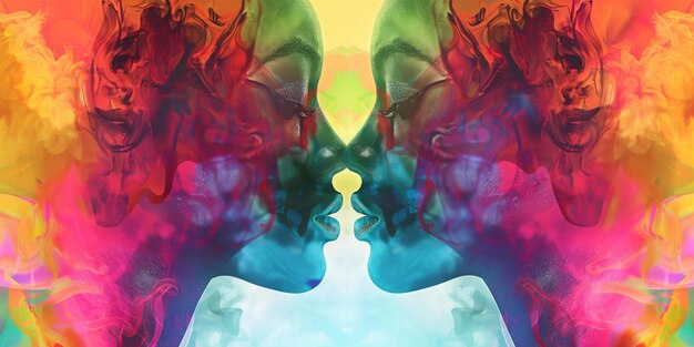 Photo colorful portrait of a womans face made of smoke