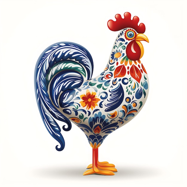 Photo colorful portuguese galo de barcelos decorative rooster bright colorscreative concept ideas design