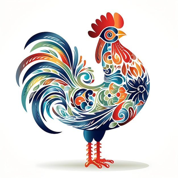 Photo colorful portuguese galo de barcelos decorative rooster bright colorscreative concept ideas design