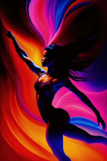 A colorful poster of a dancer with the word dance on it.