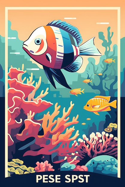 Colorful Poster Tropical Fish Reef Preservation Vibrant Colors Coral Scene Mcreative concept ideas