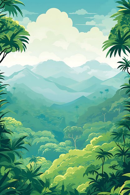 カラフルなポスター 熱帯雨林 生物多様性保護 ジャングルグリーン 創造的なコンセプトアイデア