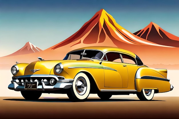 Colorful poster of vintage Classic Car