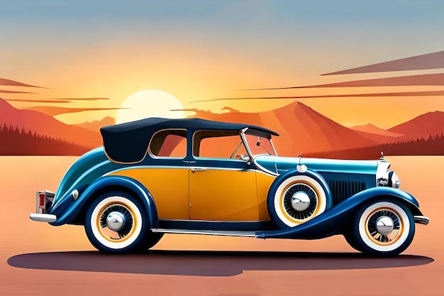 Colorful poster of vintage Classic Car