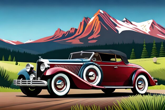 Colorful Poster of vintage classic car