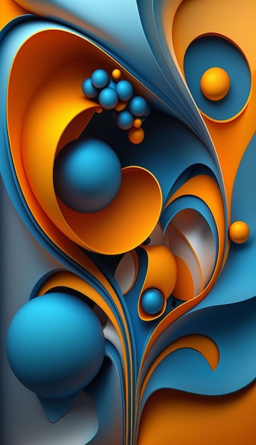 A colorful poster with a blue and orange background.