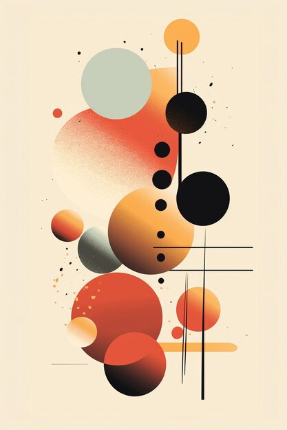 a colorful poster with circles and a circle with a line of circles in the middle.