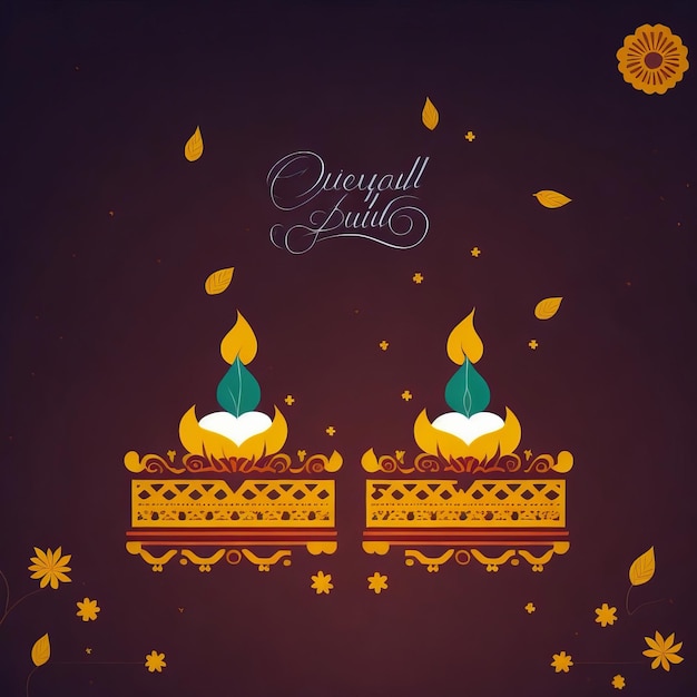 A colorful poster with a couple of candles on it that says quelull and is written in yellow.