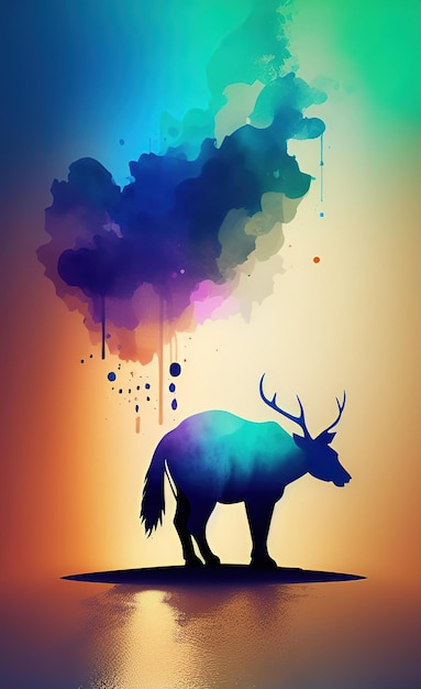 A colorful poster with a deer and the words " i love you "