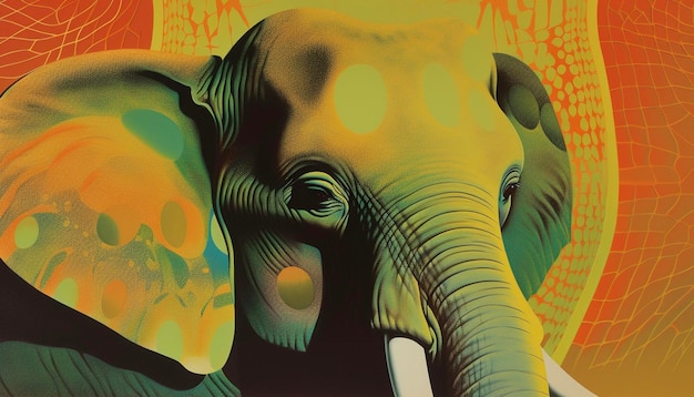 A colorful poster with an elephant on it