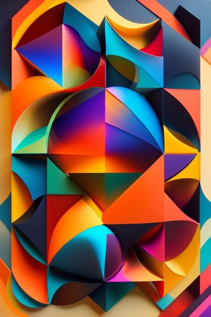 A colorful poster with a geometric design