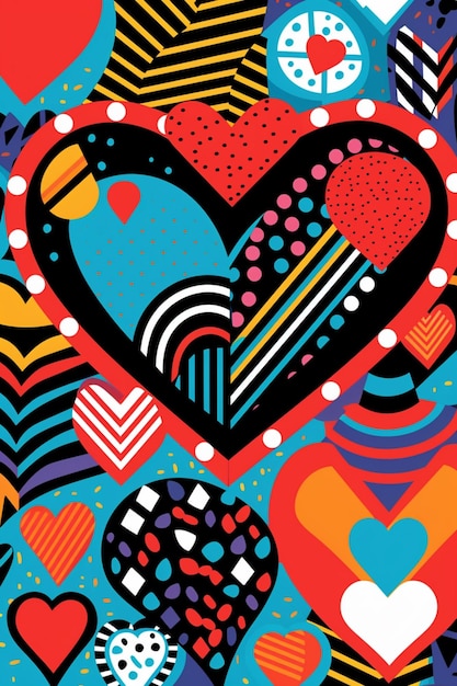 A colorful poster with a heart and the words love on it