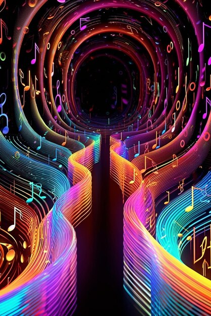 Photo a colorful poster with music notes on it