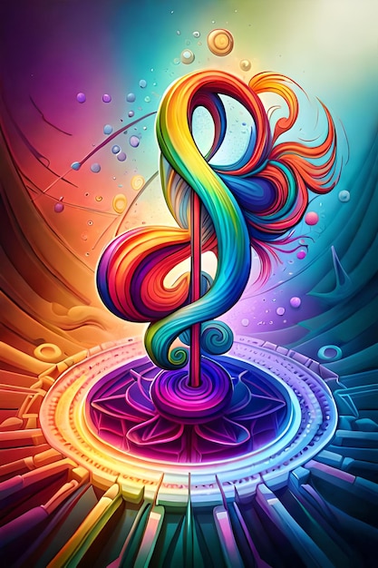 Photo a colorful poster with a musical note in the middle.