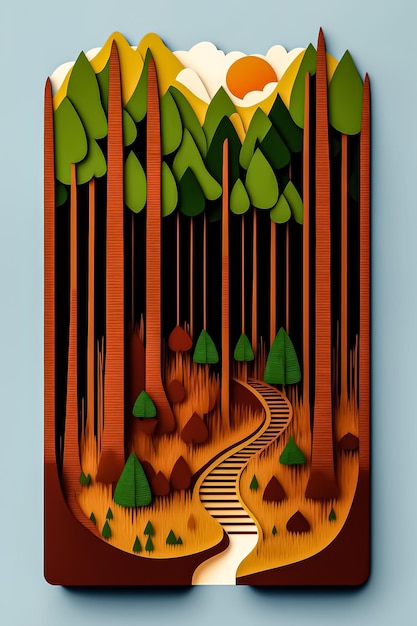 A colorful poster with a n the forest