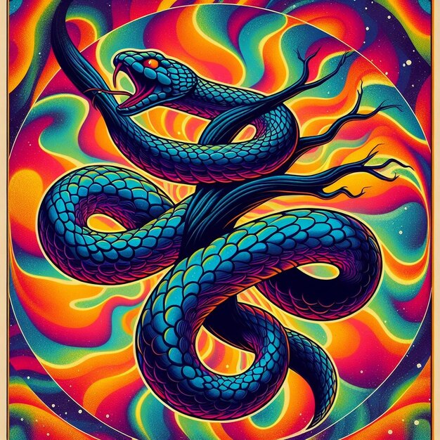 Photo a colorful poster with a snake on it