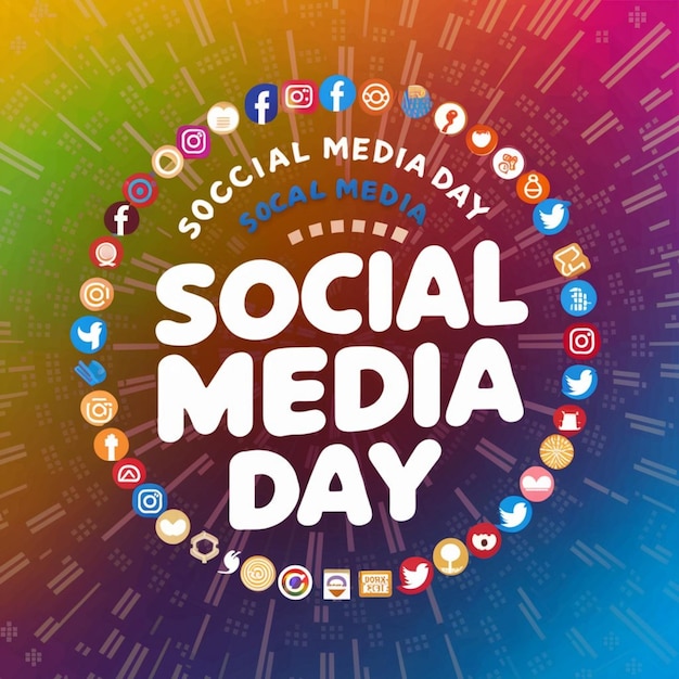 a colorful poster with social media on it