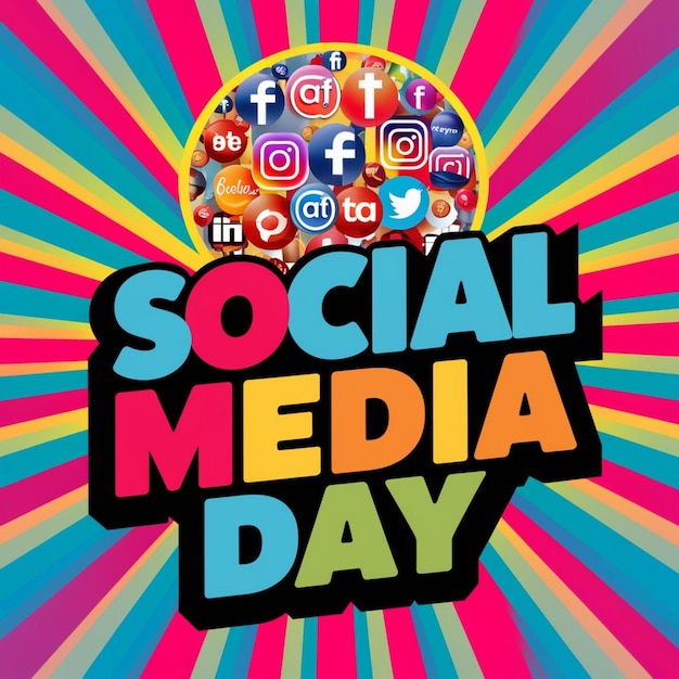 a colorful poster with social media and social media on it