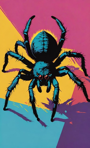 Foto un poster colorato con un ragno su di esso