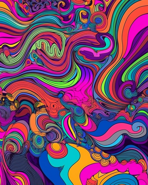 A colorful poster with the title'psychedelic art '