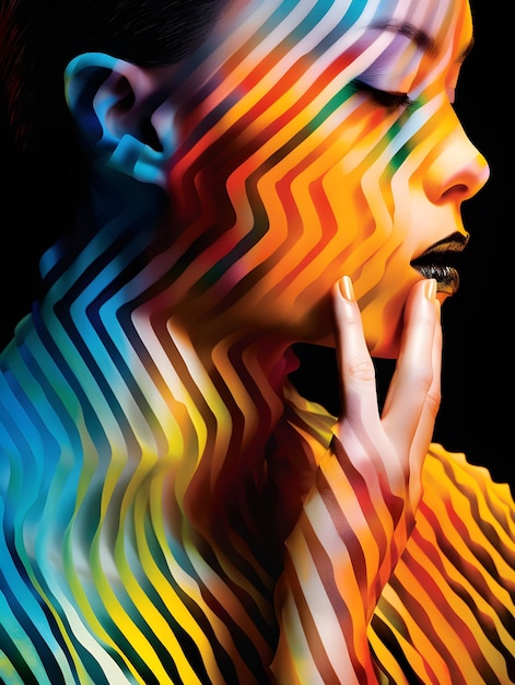 A colorful poster with a woman's face and the word art on it