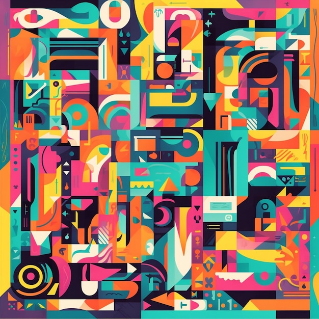 A colorful poster with the words'art'on it