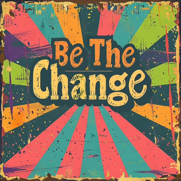 a colorful poster with the words be the change