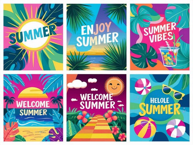 Photo a colorful poster with the words enjoy summer on it