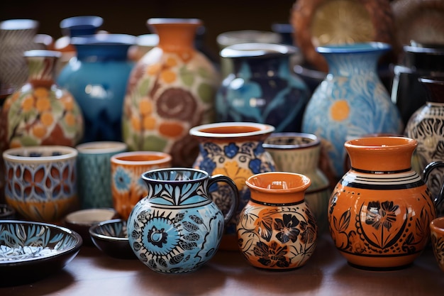 Colorful Pottery vases art Generate Ai