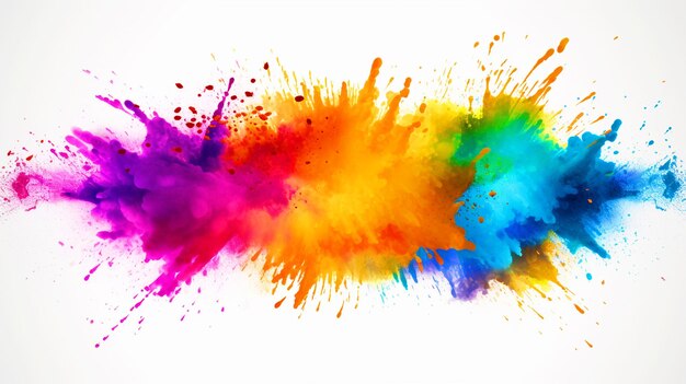 Colorful powder burst on isolated white background