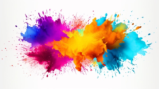 Photo colorful powder burst on isolated white background