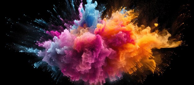 Photo colorful powder exploding movement