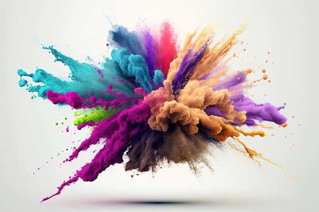 Colorful powder exploding on a white background