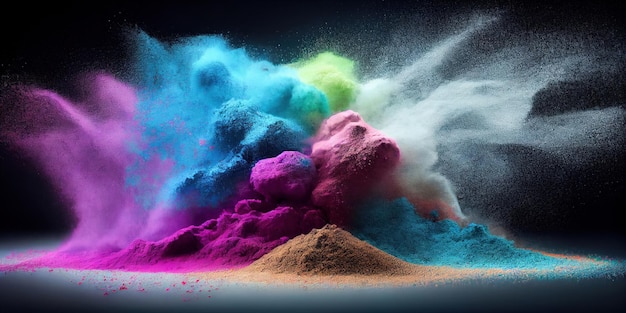 Colorful powder explosion abstract background
