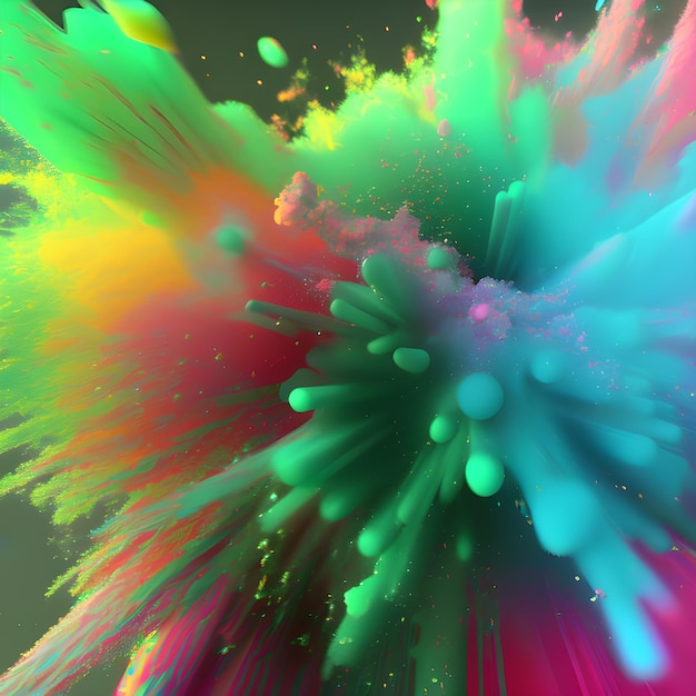 Colorful powder explosion in the air generative ai