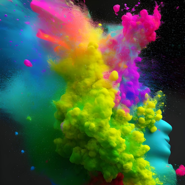 Colorful powder explosion in the air generative ai