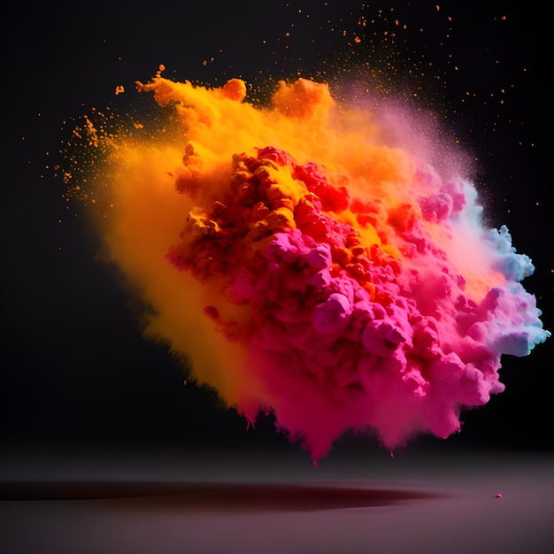 Colorful powder explosion in the air generative ai