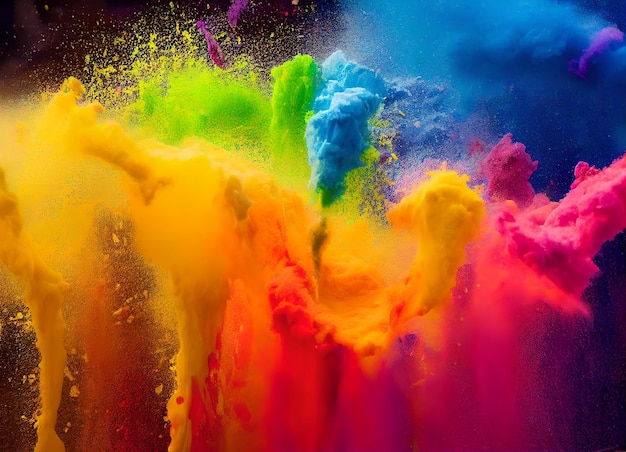 Colorful powder explosion on a black background