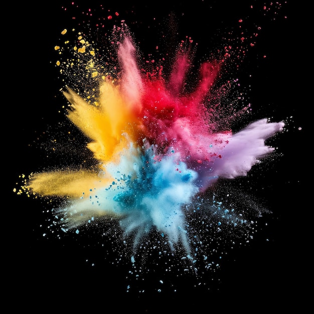 colorful powder explosion on black background