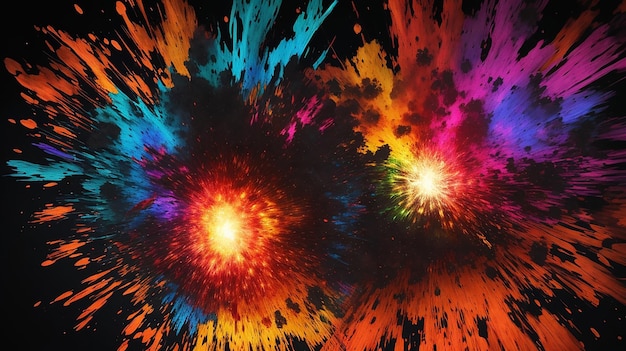 Colorful powder explosion on dark background