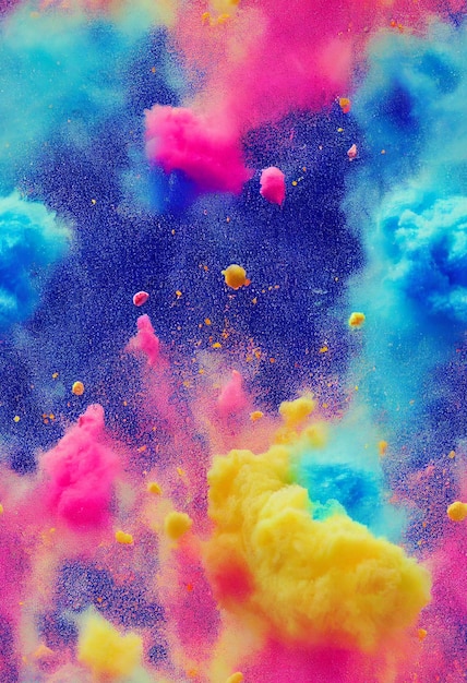 Colorful powder explosion design 3d illustrated