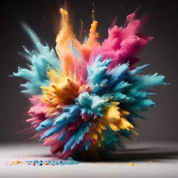 Photo colorful powder explosion effect on a black background