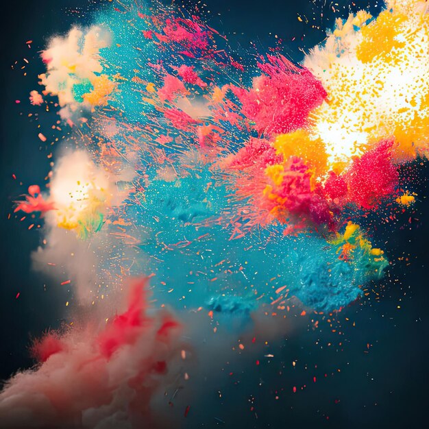 Colorful powder explosion effect generative ai