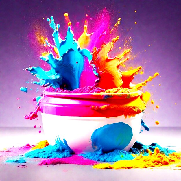 Colorful powder explosion happy holi festival of colors art concept