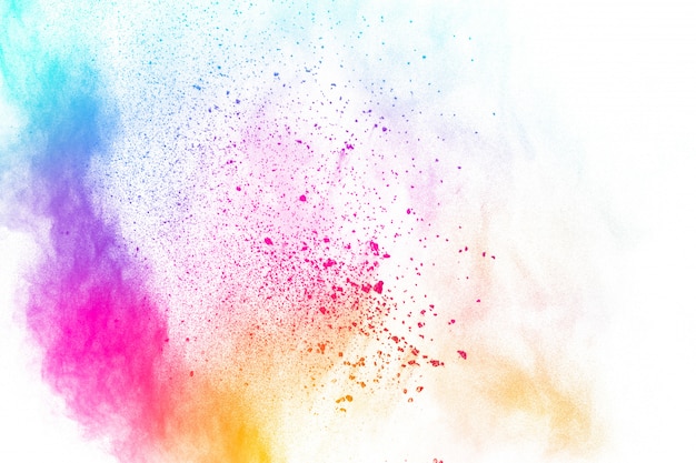 Colorful powder explosion. pastel color dust particle splashing.