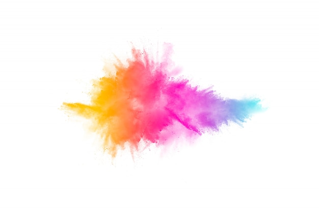 Colorful powder explosion. Pastel color dust particle splashing.