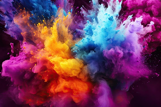  ⁇  바탕에 다채로운 가루 폭발 다채로운 구름 다채로운 먼지가 폭발 페인트 홀리