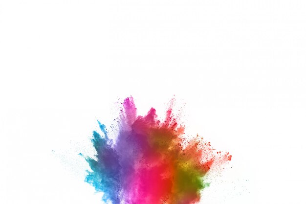 Colorful powder explosion on white background. 